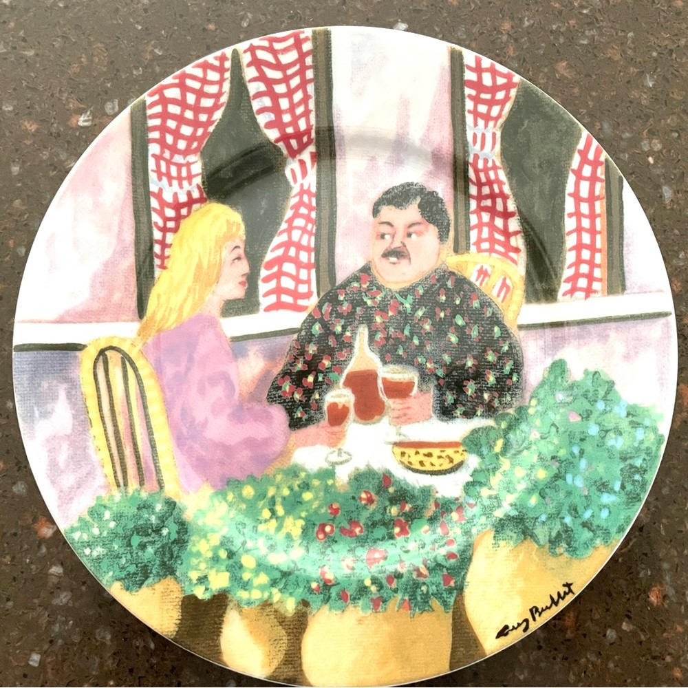 William Sonoma GBC French Scene Fine Porcelain Salad Plate - Rendez-Vous